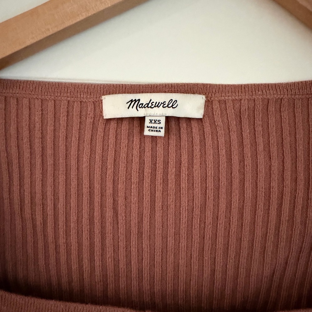 Madewell Rosseau Ribbed Square-Neck Button-Front Top - Picture 4 of 4
